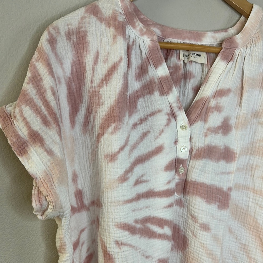 Lucky Brand Pink and White Tie-Dye Blouse - Picture 5 of 5